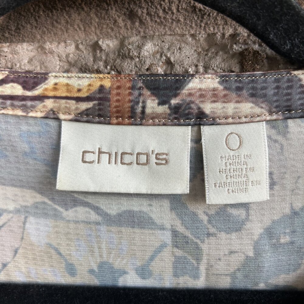 Chico's Tribal Patchwork Split Neck Sillky Feel B… - image 2
